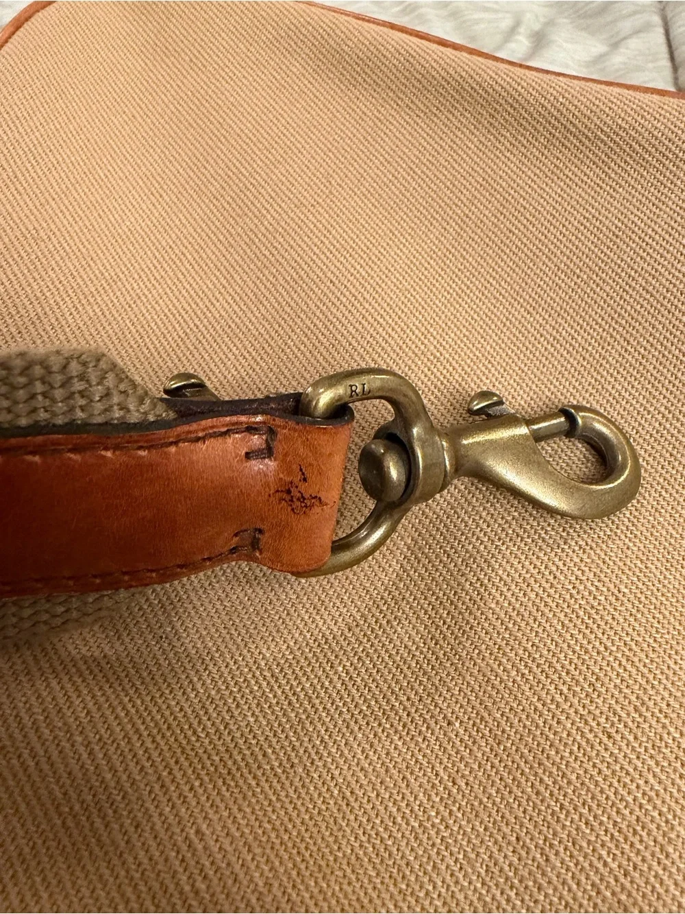 Polo Ralph Lauren Vintage Canvas Leather Trimmed Crossbody Messenger Bag
